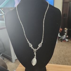 Elegant Silver Necklace with Clear Accents